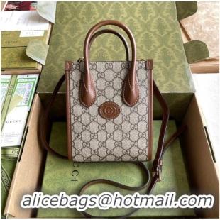 Classic Gucci Mini tote bag with Interlocking G 671623 Brown