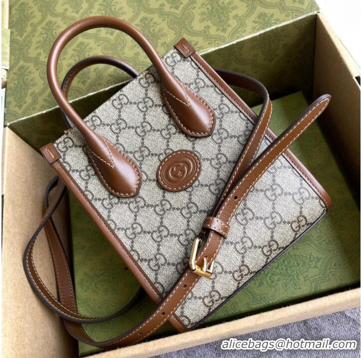 Classic Gucci Mini tote bag with Interlocking G 671623 Brown