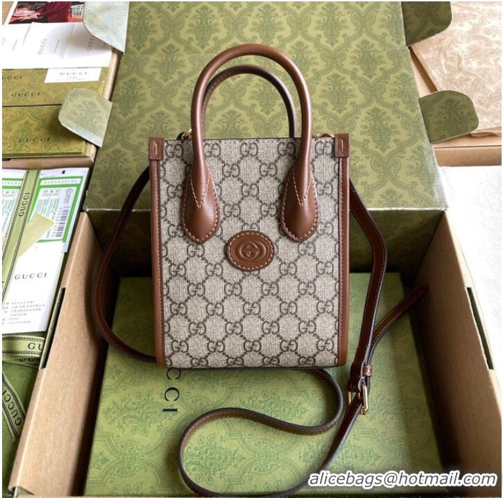 Classic Gucci Mini tote bag with Interlocking G 671623 Brown