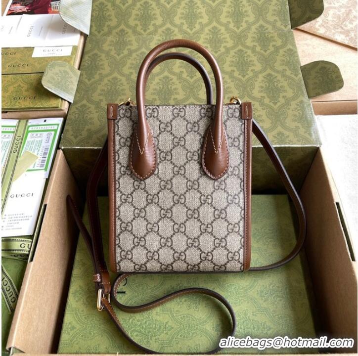 Classic Gucci Mini tote bag with Interlocking G 671623 Brown