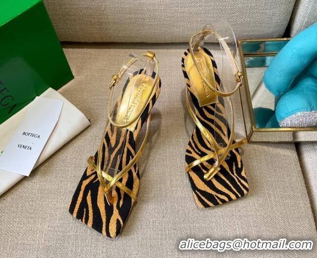 Stylish Bottega Veneta Stretch Striped Insole Sandals 9cm 121444 Gold