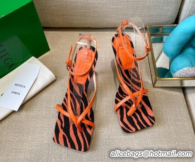 Unique Style Bottega Veneta Stretch Striped Insole Sandals 9cm 121444 Orange