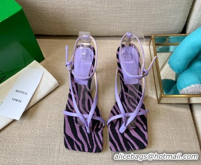 Stylish Bottega Veneta Stretch Striped Insole Sandals 9cm 121450 Lavender Purple