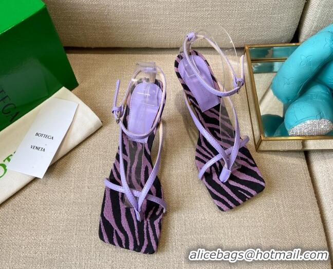 Stylish Bottega Veneta Stretch Striped Insole Sandals 9cm 121450 Lavender Purple