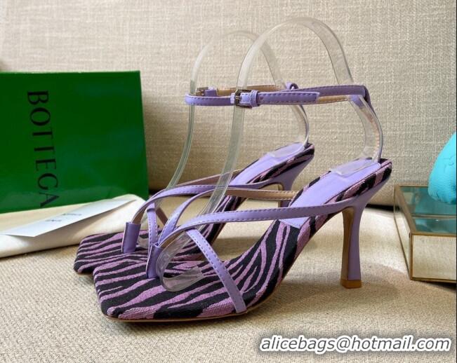 Stylish Bottega Veneta Stretch Striped Insole Sandals 9cm 121450 Lavender Purple