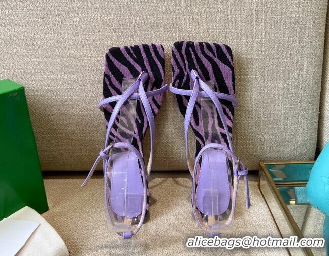 Stylish Bottega Veneta Stretch Striped Insole Sandals 9cm 121450 Lavender Purple