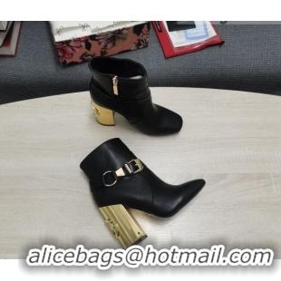 Best Quality Dolce & Gabbana DG Lambskin Buckle Ankle Short Boots 10.5cm Black/Gold 111329