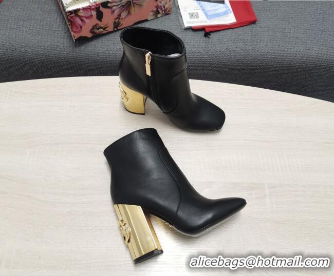 Good Product Dolce & Gabbana DG Lambskin Ankle Short Boots 10.5cm Black/Gold 111333