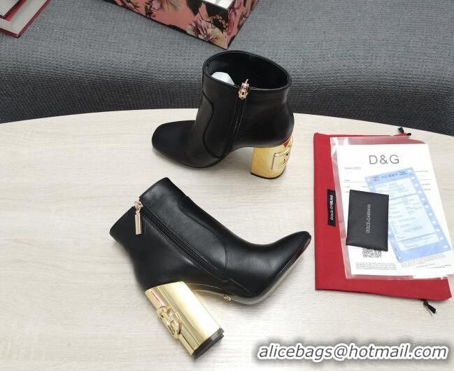 Good Product Dolce & Gabbana DG Lambskin Ankle Short Boots 10.5cm Black/Gold 111333