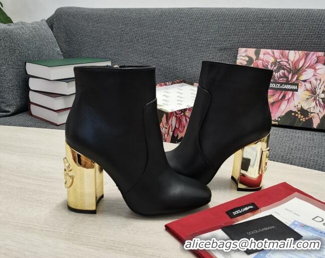 Good Product Dolce & Gabbana DG Lambskin Ankle Short Boots 10.5cm Black/Gold 111333