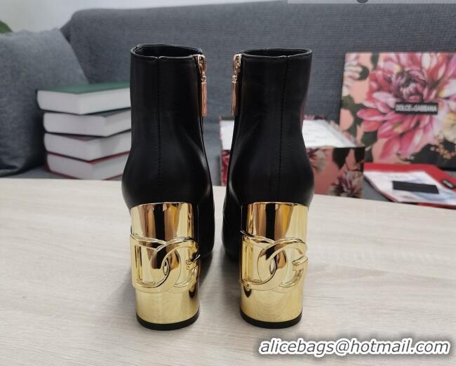 Good Product Dolce & Gabbana DG Lambskin Ankle Short Boots 10.5cm Black/Gold 111333