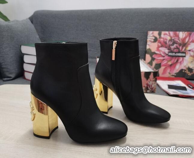 Good Product Dolce & Gabbana DG Lambskin Ankle Short Boots 10.5cm Black/Gold 111333