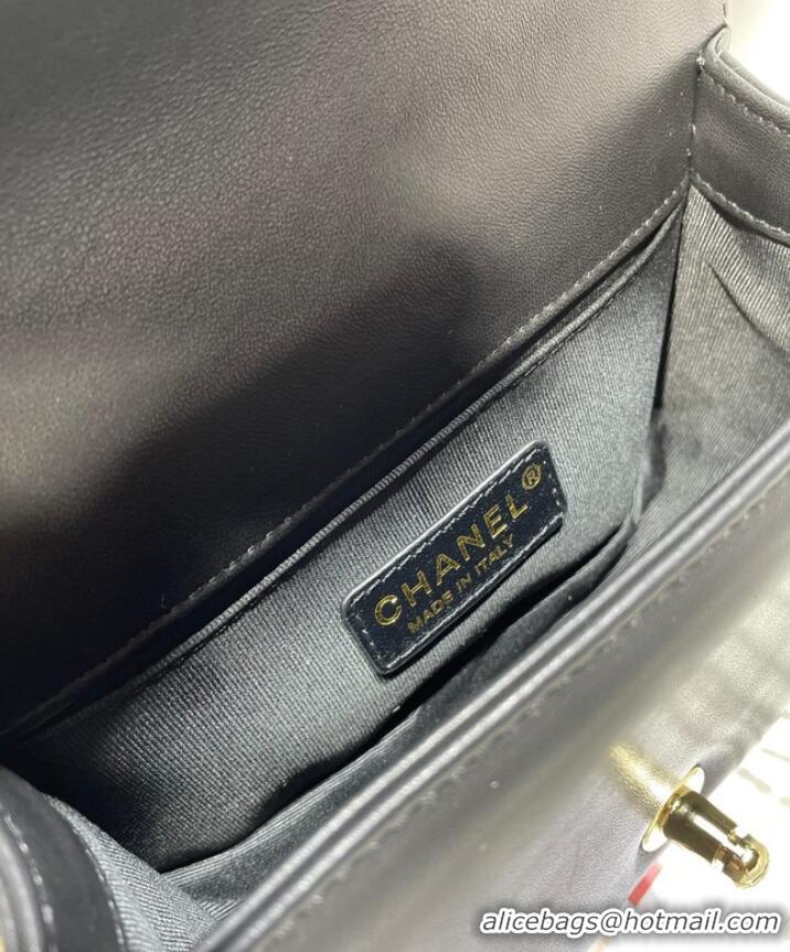 Famous Brand Small BOY CHANEL Handbag Crumpled Calfskin & Gold-Tone Metal A67085 black