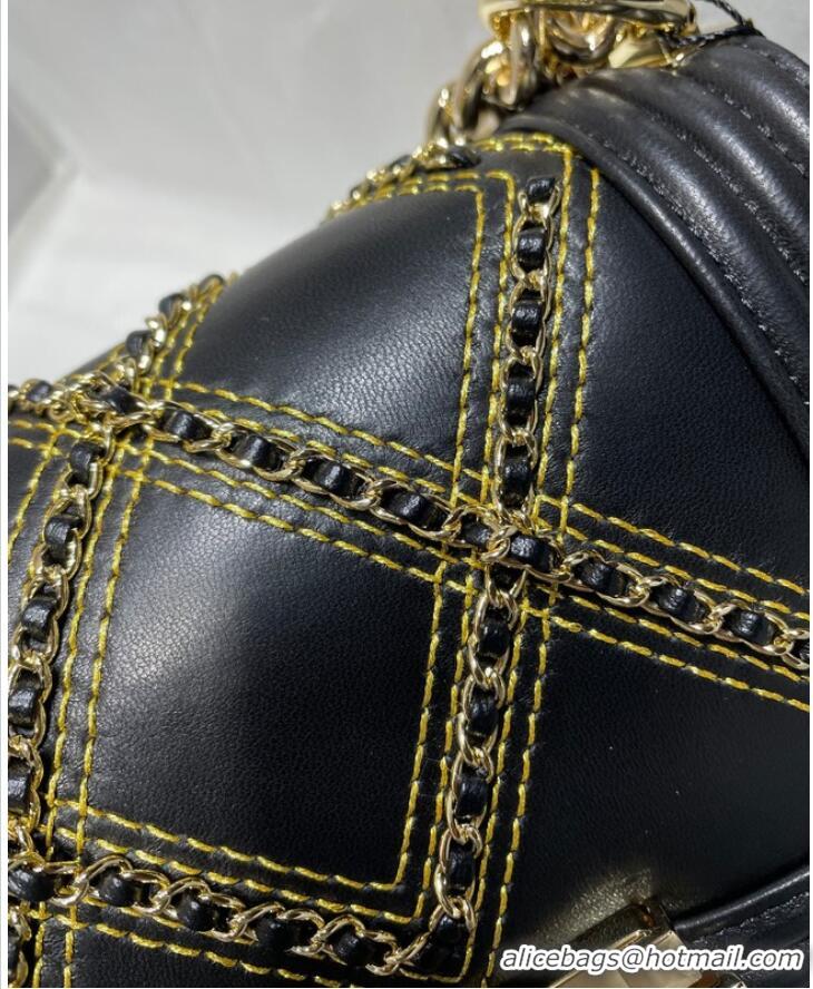 Famous Brand Small BOY CHANEL Handbag Crumpled Calfskin & Gold-Tone Metal A67085 black