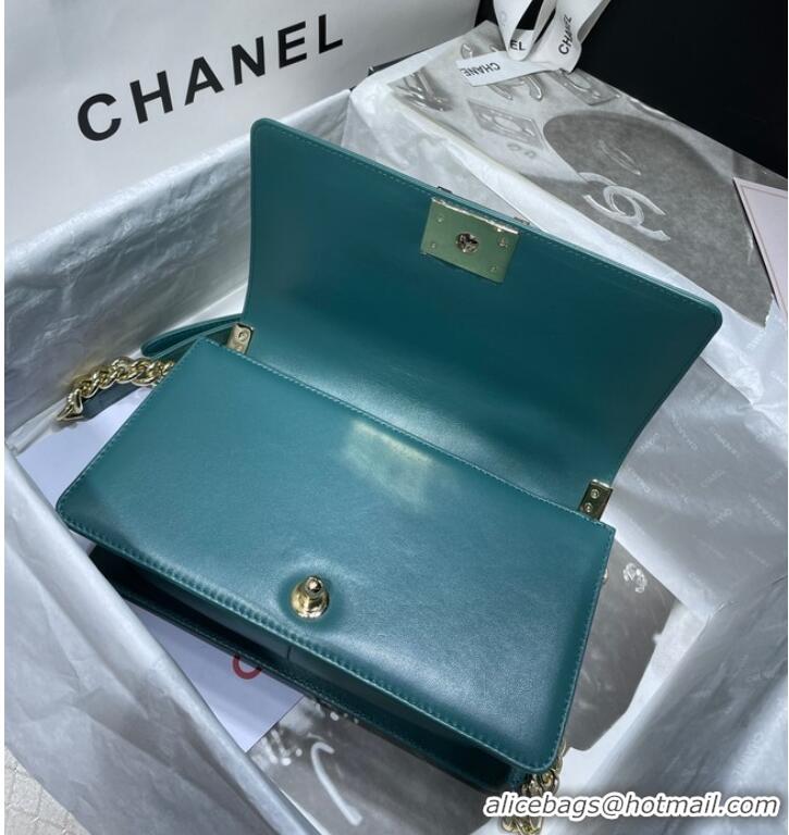 Inexpensive BOY CHANEL Handbag Crumpled Calfskin & Gold-Tone Metal A67086 green