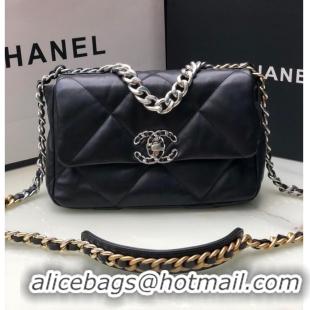 Famous Brand CHANEL Lambskin 19 Flap Bag AS1160 black