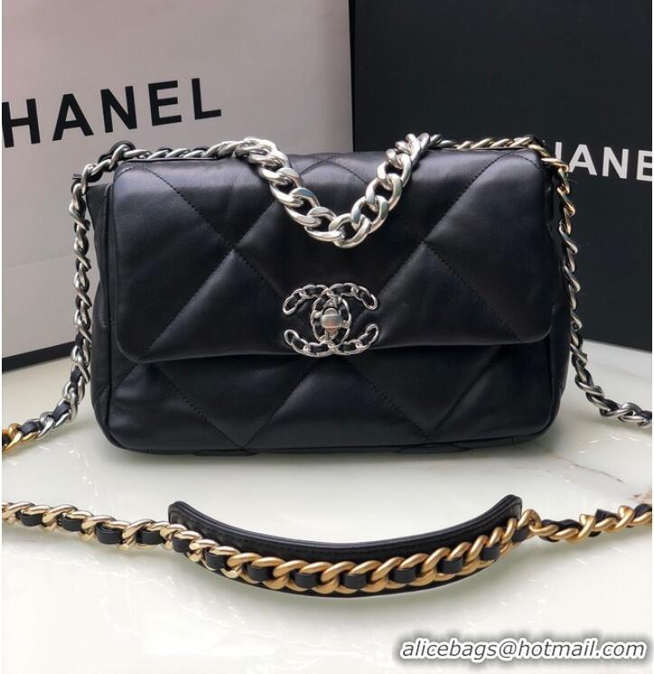 Famous Brand CHANEL Lambskin 19 Flap Bag AS1160 black