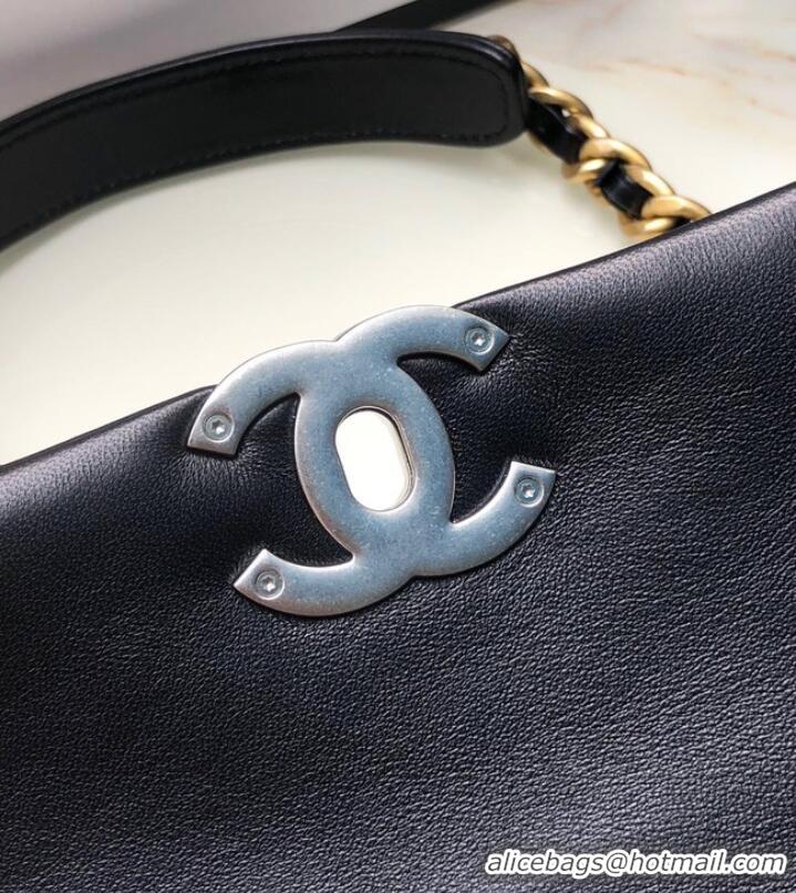 Famous Brand CHANEL Lambskin 19 Flap Bag AS1160 black