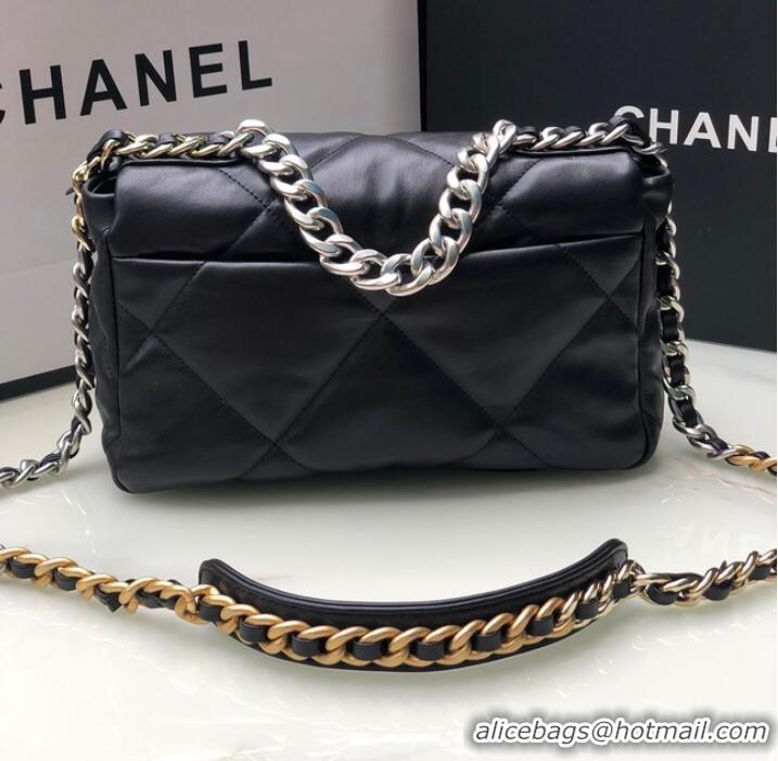 Famous Brand CHANEL Lambskin 19 Flap Bag AS1160 black