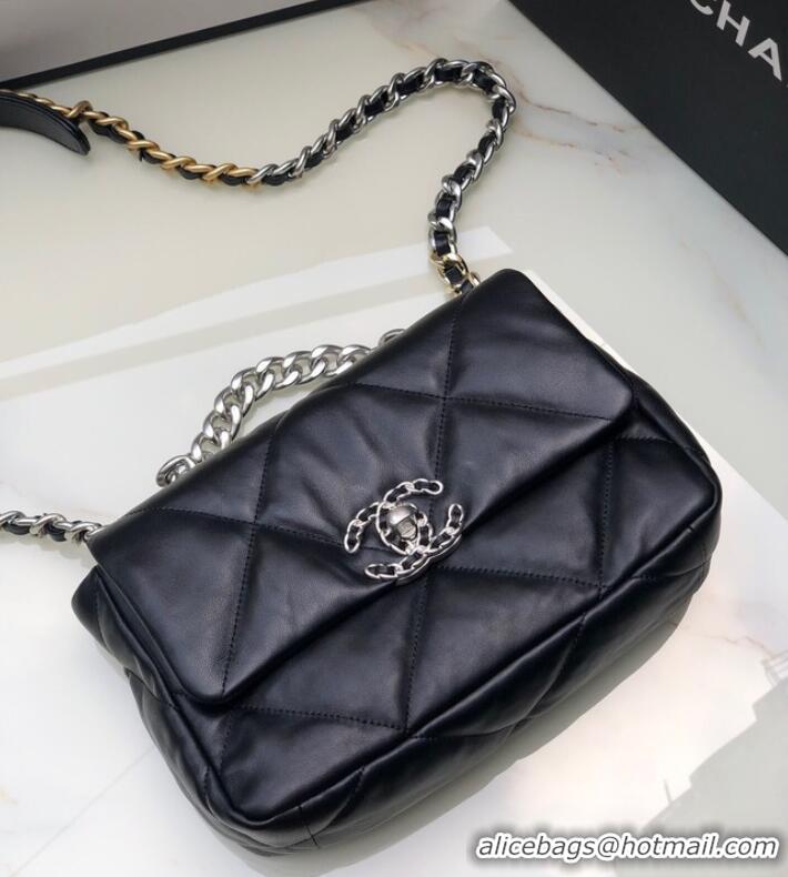 Famous Brand CHANEL Lambskin 19 Flap Bag AS1160 black