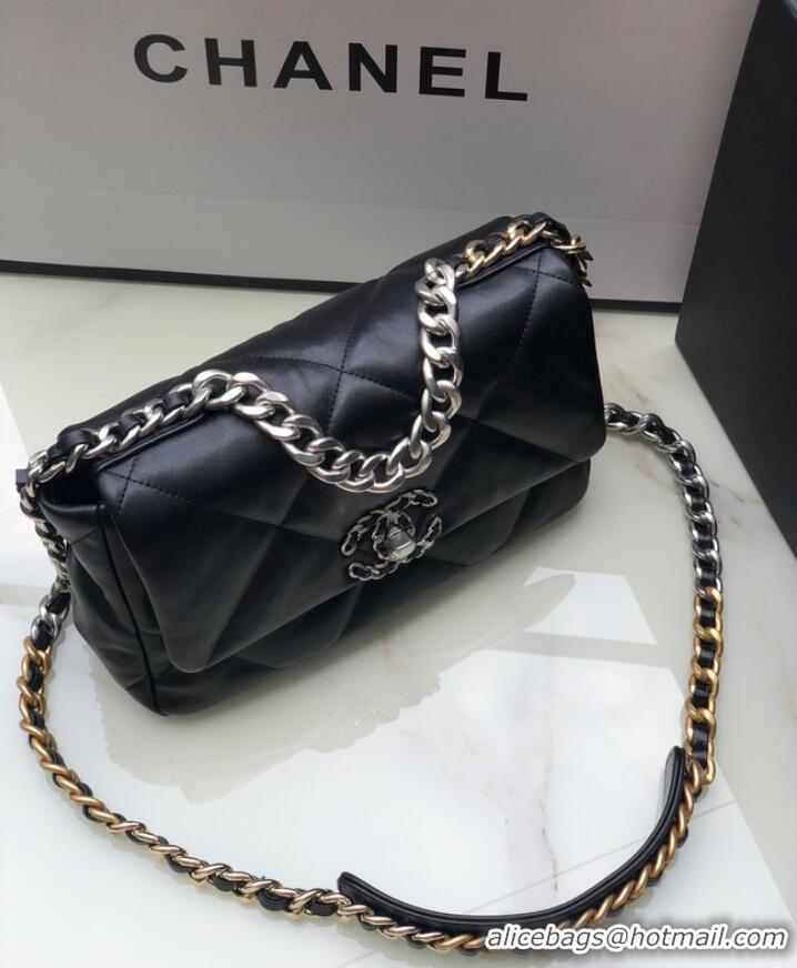 Famous Brand CHANEL Lambskin 19 Flap Bag AS1160 black