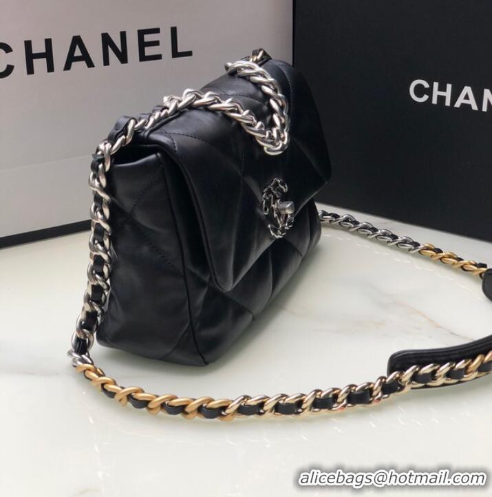 Famous Brand CHANEL Lambskin 19 Flap Bag AS1160 black