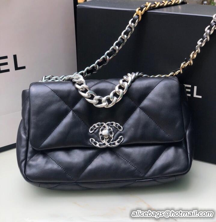 Famous Brand CHANEL Lambskin 19 Flap Bag AS1160 black