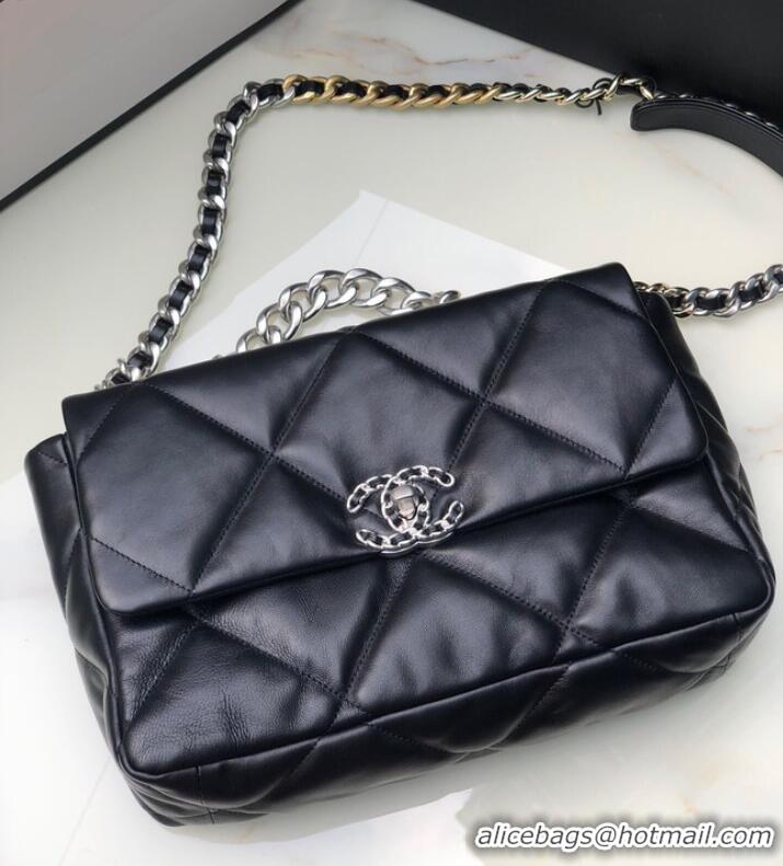 Popular Style CHANEL Lambskin 19 Flap Bag AS1161 black