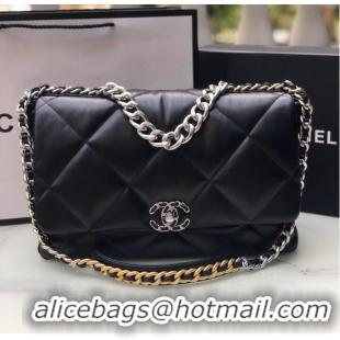 Well Crafted CHANEL Lambskin 19 Flap Bag AS1162 black