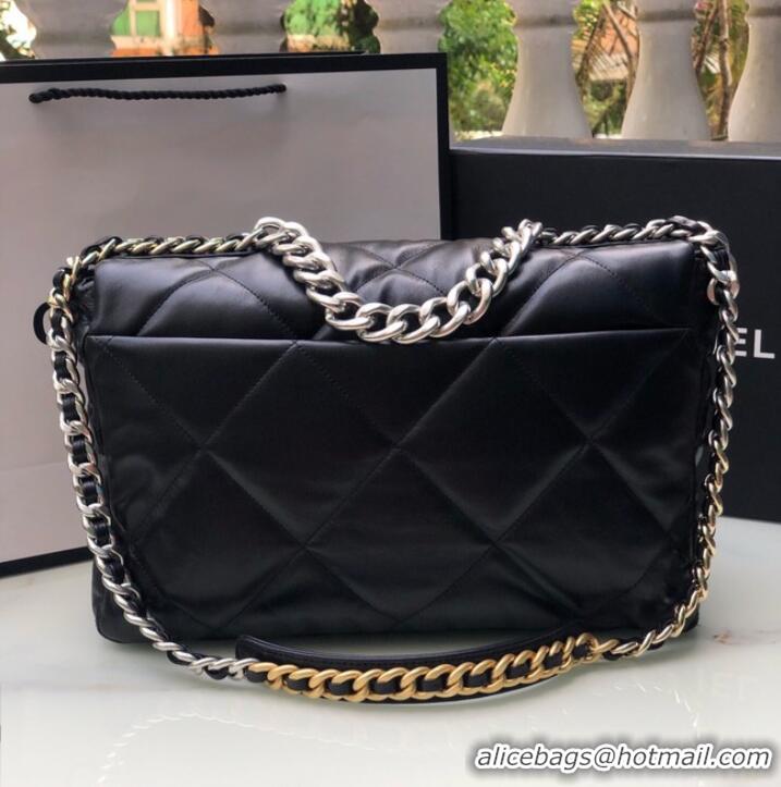 Well Crafted CHANEL Lambskin 19 Flap Bag AS1162 black