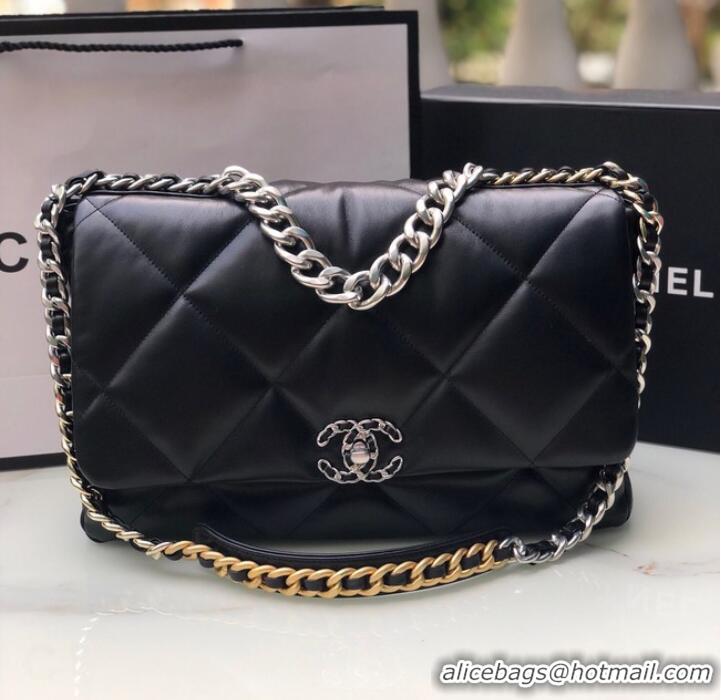 Well Crafted CHANEL Lambskin 19 Flap Bag AS1162 black