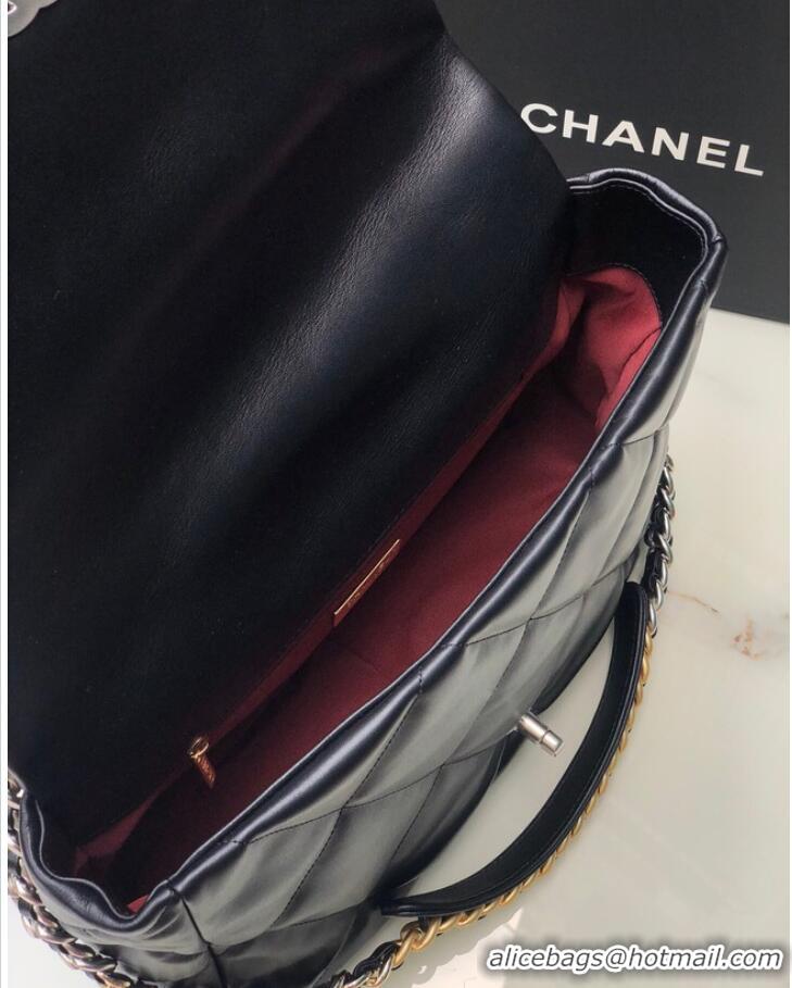 Well Crafted CHANEL Lambskin 19 Flap Bag AS1162 black