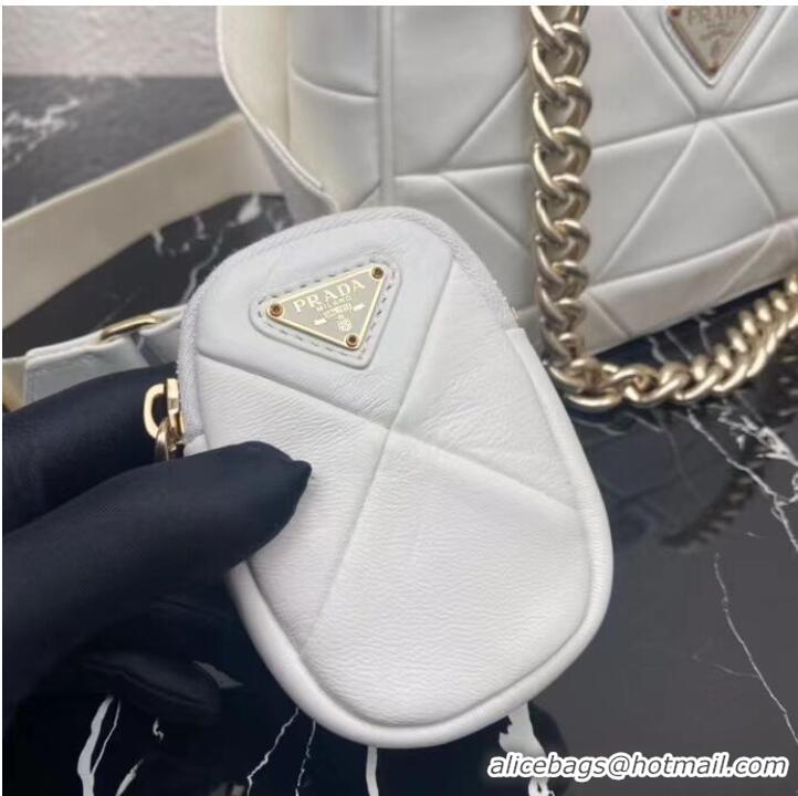 Buy Discount Prada System nappa leather patchwork shoulder bag 1AC151 WHITE