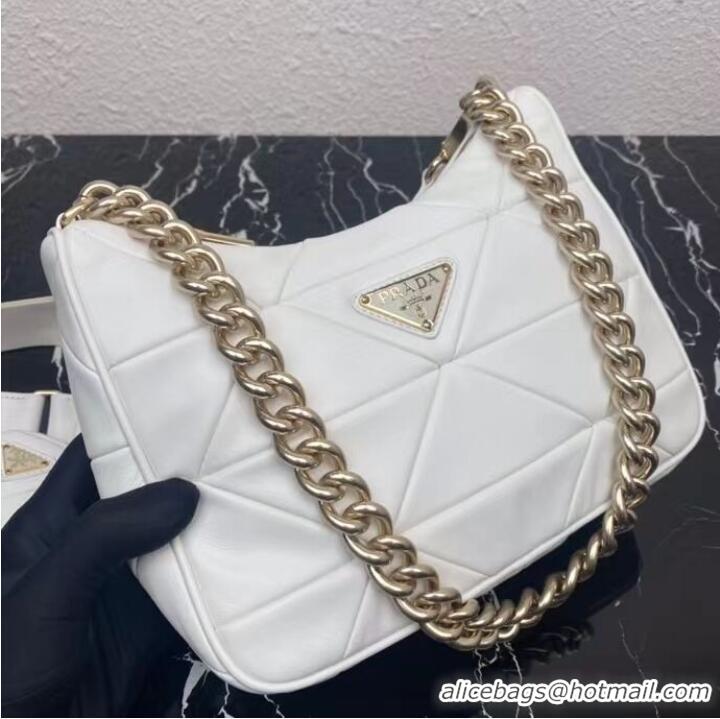 Buy Discount Prada System nappa leather patchwork shoulder bag 1AC151 WHITE