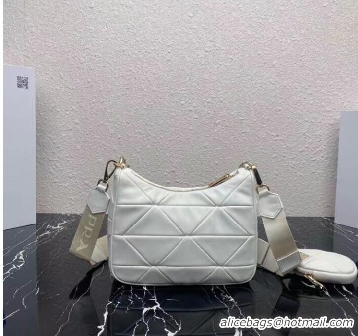 Buy Discount Prada System nappa leather patchwork shoulder bag 1AC151 WHITE