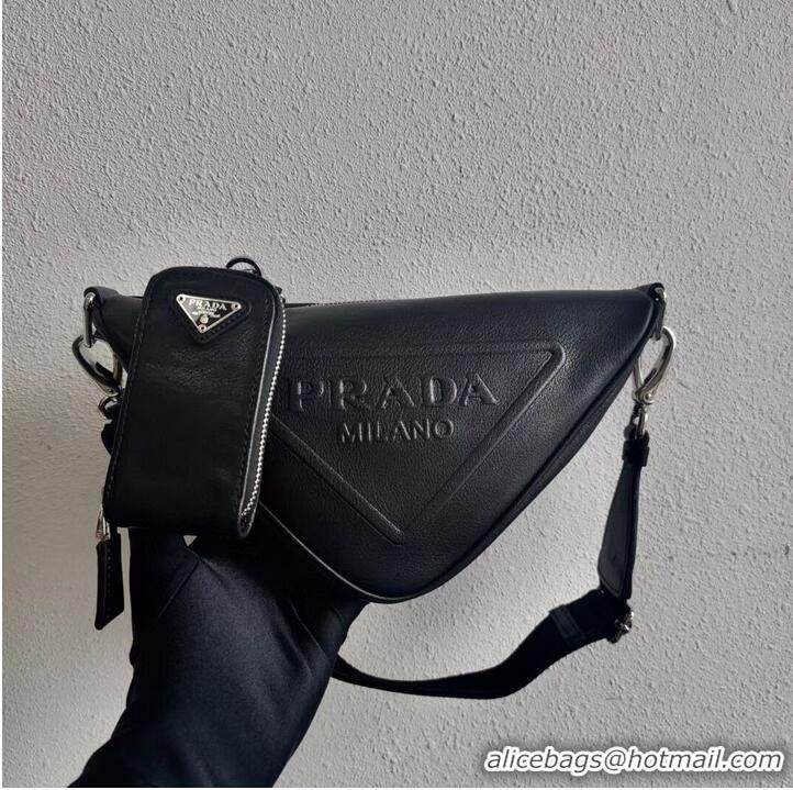 Famous Brand Padded nappa leather shoulder bag 1AH190 black