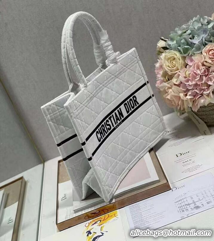 Famous Brand SMALL DIOR BOOK TOTE Velvet C1287-1 white