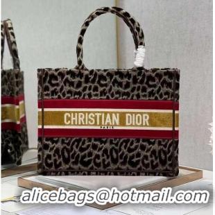 Purchase SMALL DIOR BOOK TOTE Embroidery C1287-2 Brown Leopard Print