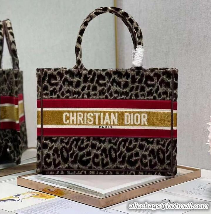 Purchase SMALL DIOR BOOK TOTE Embroidery C1287-2 Brown Leopard Print