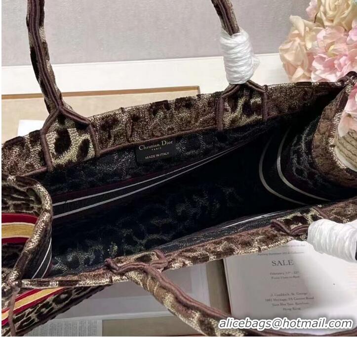 Purchase SMALL DIOR BOOK TOTE Embroidery C1287-2 Brown Leopard Print