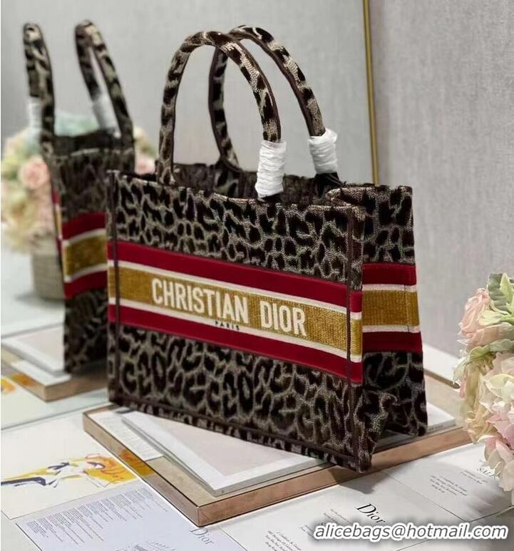 Purchase SMALL DIOR BOOK TOTE Embroidery C1287-2 Brown Leopard Print