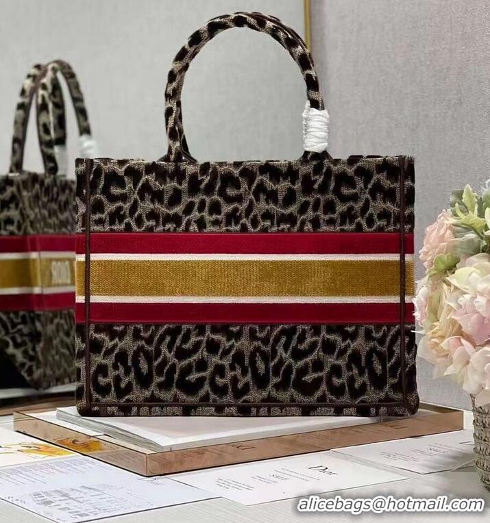 Purchase SMALL DIOR BOOK TOTE Embroidery C1287-2 Brown Leopard Print