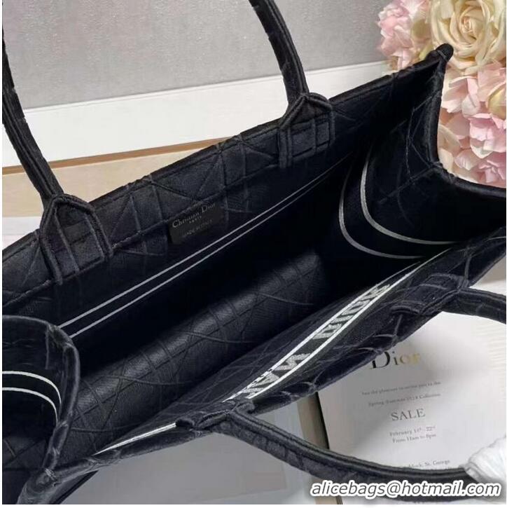 Luxury Discount SMALL DIOR BOOK TOTE Velvet C1287-5 black