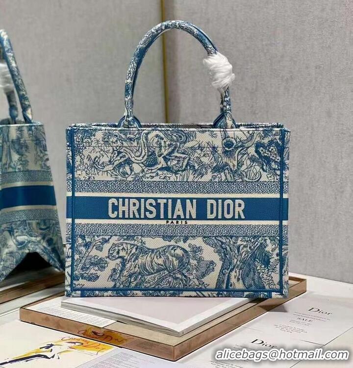 New Fashion DIOR BOOK TOTE Embroidery C1287-6 blue