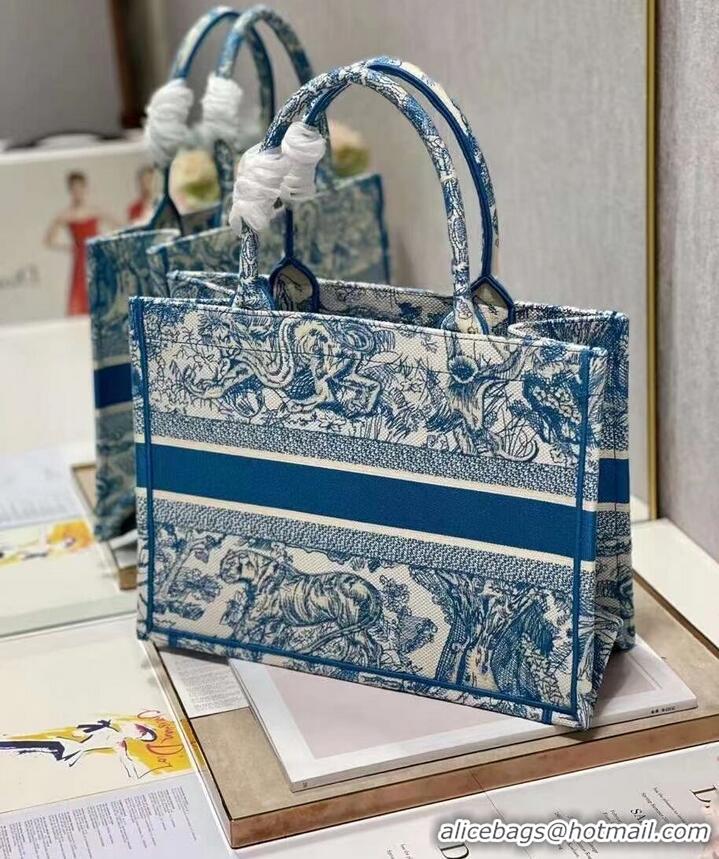 New Fashion DIOR BOOK TOTE Embroidery C1287-6 blue