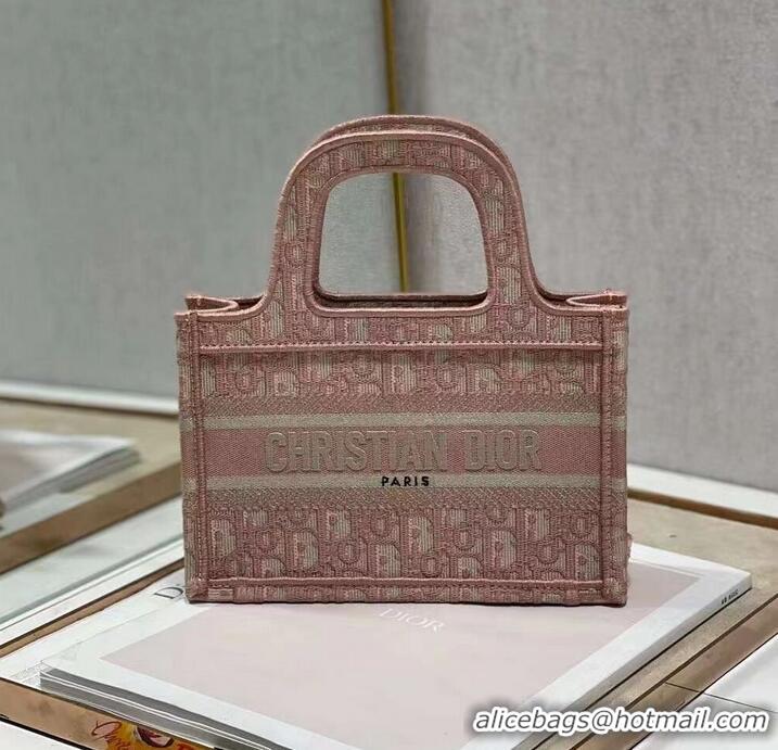 High Quality DIOR BOOK mini TOTE Embroidery C1783-2 pink