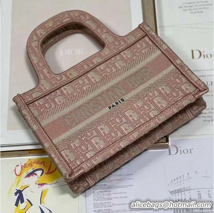 High Quality DIOR BOOK mini TOTE Embroidery C1783-2 pink