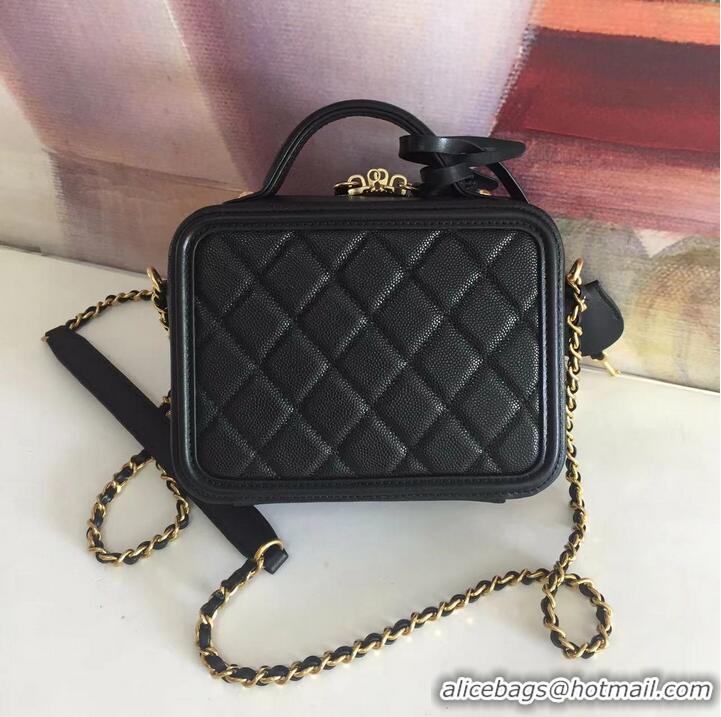 Top Quality Chanel mini Vanity Case Grained Calfskin A93342 Black