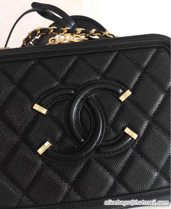 Top Quality Chanel mini Vanity Case Grained Calfskin A93342 Black