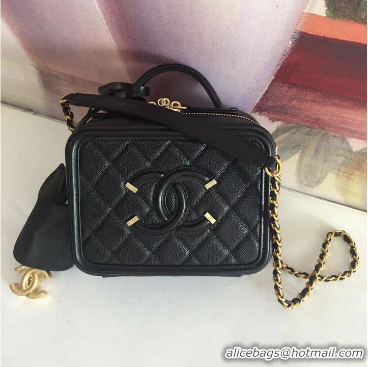 Top Quality Chanel mini Vanity Case Grained Calfskin A93342 Black